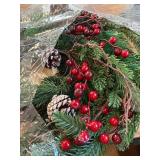 20" Xmas Wreath, Green Pine, Red Berries
