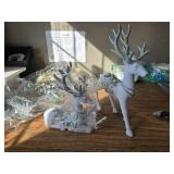 2 Pc Elegant Foam Reindeer Statues 12" Tall (White and Silver)
