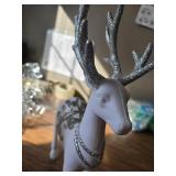 2 Pc Elegant Foam Reindeer Statues 12" Tall (White and Silver)