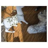 2 Pc Elegant Foam Reindeer Statues 12" Tall (White and Silver)
