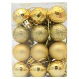 24 Christmas Tree Baubles, Hanging Ornaments, Gold