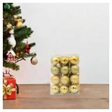 24 Christmas Tree Baubles, Hanging Ornaments, Gold