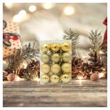 24 Christmas Tree Baubles, Hanging Ornaments, Gold