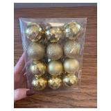 24 Christmas Tree Baubles, Hanging Ornaments, Gold