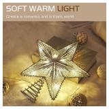 Lewondr Christmas Tree Star Treetop Light, USB, Remote 6H Timer