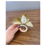 4pcs Christmas Napkin Rings Red Gold Flower Design Decor