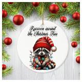 2025 Raccoon Around the Christmas Tree Ceramic Ornament