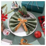 12 Pcs Christmas Napkin Rings Bow Velvet Khaki