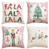 Merry Christmas Nutcracker Pillow Covers 18x18 - Set of 4