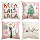 Merry Christmas Nutcracker Pillow Covers 18x18 - Set of 4