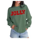 Merry Christmas Glitter Chenille Patch Oversized Sweatshirt