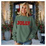 Merry Christmas Glitter Chenille Patch Oversized Sweatshirt