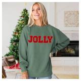 Merry Christmas Glitter Chenille Patch Oversized Sweatshirt