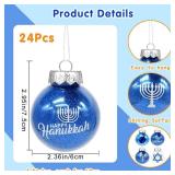 24 Pcs Hanukkah Ball Ornaments - Chanukah Hanging Decorations