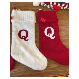 4- pack!! Wondershop Red Knit Stocking Monogram Q, 19"