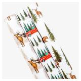 17x120 inch Christmas Wrapping Paper Roll, Reversible Designs