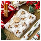 17x120 inch Christmas Wrapping Paper Roll, Reversible Designs