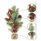 Mini Christmas Tree with Pine Cones & Berries