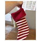 20" Initial Stocking Monogram Striped Red-Green White Letter