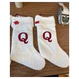4-pack!! Wondershop Christmas Monogram Stocking Letter Q, 19" White