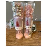 2-pack mini decorated Pink Christmas Trees