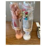 2-pack mini decorated Pink and white Christmas Trees