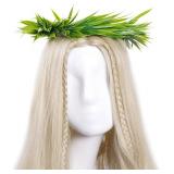 Hawaiian Leaf Lei Crown Headband - Tropical Green Leaves Headpiece