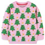 Toddler Girl Cotton Crewneck Christmas Sweatshirt Outfit