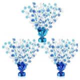 Ceenna 3 Pcs Blue Metallic Foil Spray Table Centerpieces