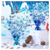 Ceenna 3 Pcs Blue Metallic Foil Spray Table Centerpieces