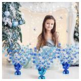 Ceenna 3 Pcs Blue Metallic Foil Spray Table Centerpieces