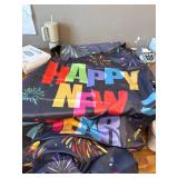 Lofaris Neon Happy New Year Door Cover, 72.8x35.4 inch