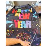Lofaris Neon Happy New Year Door Cover, 72.8x35.4 inch