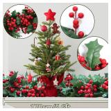 Uguisu 5.6ft Red Artificial Christmas Garland, Eucalyptus Green