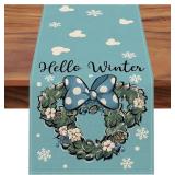 Snowflake Bird Wreath Gnome Table Runner (13x90 inches)