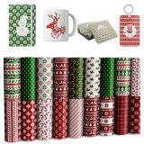 Christmas Transfer Sheets, Snowman Red Green, 16 Sheets 4.5"x 12"