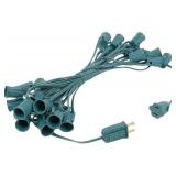 25 Foot C9 White Ceramic String Light Set - Green Wire
