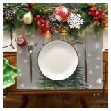 8 Artoid Mode Pine Tree Snowflake Christmas Placemats 12x18 Inch