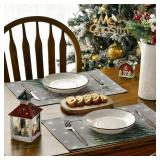 8 Artoid Mode Pine Tree Snowflake Christmas Placemats 12x18 Inch