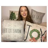 Christmas Pillow Covers 18x18 Set of 4, Buffalo Plaid Holiday Decor