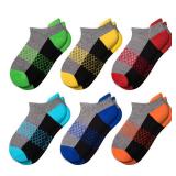 Comfoex Boys Socks 6 Pairs Ankle Athletic Sock Half Cushioned Low Cut Socks For Little Big Kids