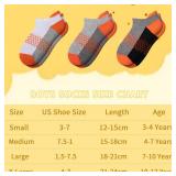Comfoex Boys Socks 6 Pairs Ankle Athletic Sock Half Cushioned Low Cut Socks For Little Big Kids