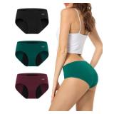 TANSTC Heavy Flow Leakproof Period Underwear Women Cotton Postpartum Teens Hipster 3 Pack Dark Color M