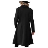Danedvi Womens Long Double Breasted Coats Lapel Collar Wool Blend Pea Coat Winter Slim Fit Jackets Trench Coat Outwear