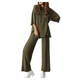 PRETTYGARDEN Two Piece Sets For Women Summer Fashion Lounge Matching Set 2025 Travel Vacation Airport Outfits Clothing (Army Green,Medium)