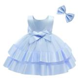 NSSMWTTC Baby Infant Bowknot Easter Dress Toddler Girls Tutu Gown Ruffles Christmas Formal Party Dresses Frocks (Blue,70)