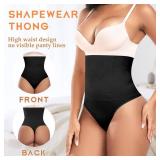 Tummy Control Shapewear Thong for Women High Waisted Slimming Underwear Seamless Body Shaper Panties Girdle (C# Black-2,XL)