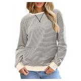 SHEWIN Womens Sweatshirt Casual Long Sleeve Lightweight Fall Tops Crewneck Sweatshirts for Women Trendy Winter Clothes Apricot Medium