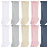 Mepase 10 Pairs Long Preemie Socks Premature Newborn Baby Knee Cotton Socks for Girls Boys Infant Toddler