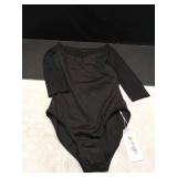 Avrigirl 3/4 Sleeve Black Leotards for Women Ballet, Spandex Mesh Dance Wear Bodysuit Size- Medium